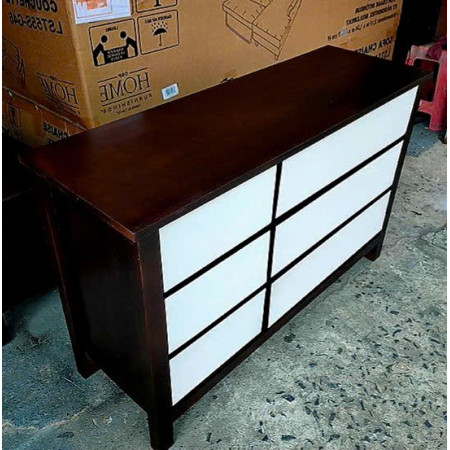 Oak 05 : Tủ 6 Ngăn Kéo Gỗ Sồi ( Màu Nâu + Trắng )